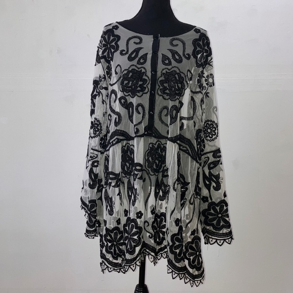 Lane Bryant sheer embroidered top - Picture 1 of 8